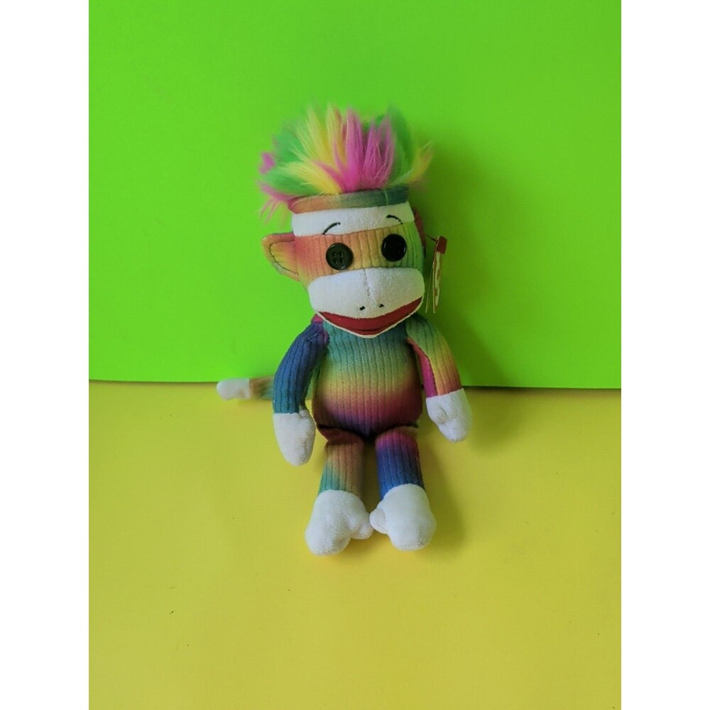 TY Rainbow Hair Sock Monkey